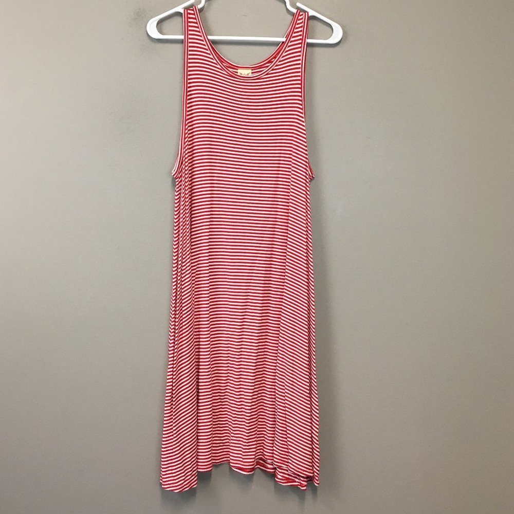 Faded Glory Red & White Stripe Scoop Neck Dress